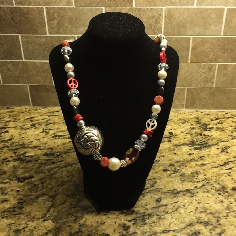 2/$25 NWOT Handmade necklace peace theme